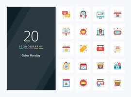 20 Cyber Monday Flat Color icon for presentation vector