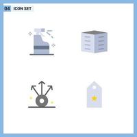 Group of 4 Flat Icons Signs and Symbols for spray connection product city building share Editable Vector Design Elements