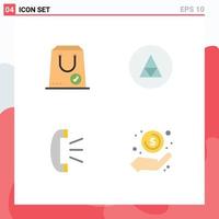 Group of 4 Flat Icons Signs and Symbols for check symbols package rune call Editable Vector Design Elements