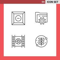 Set of 4 Modern UI Icons Symbols Signs for box movie folder computing grow Editable Vector Design Elements