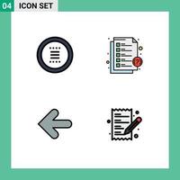 Set of 4 Modern UI Icons Symbols Signs for app arrow menu help back Editable Vector Design Elements