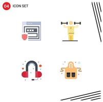 Group of 4 Flat Icons Signs and Symbols for gdpr ear storage human sound Editable Vector Design Elements