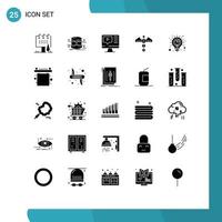 Modern Set of 25 Solid Glyphs and symbols such as health symbol infographics medical video Editable Vector Design Elements