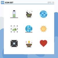 Universal Icon Symbols Group of 9 Modern Flat Colors of internet gdpr global image process Editable Vector Design Elements