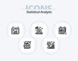 paquete de iconos de línea de análisis estadístico 5 diseño de iconos. diagrama. entorno. datos. engranaje. negocio vector