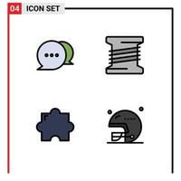 4 Creative Icons Modern Signs and Symbols of chat football bobbin add on rugby Editable Vector Design Elements