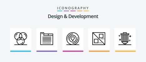 paquete de iconos de la línea 5 de diseño y desarrollo que incluye videojuegos. juego. programación. desarrollo. globo. diseño de iconos creativos vector