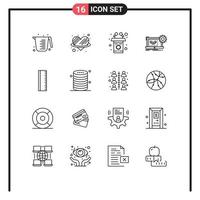 Set of 16 Modern UI Icons Symbols Signs for education engineering podium electronics blueprint Editable Vector Design Elements