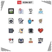 16 User Interface Flat Color Filled Line Pack of modern Signs and Symbols of meloman headphones location engineer ice Editable Creative Vector Design Elements