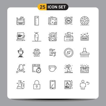 Modern Set of 25 Lines and symbols such as disease promotion app hunting api Editable Vector Design Elements