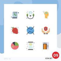 Mobile Interface Flat Color Set of 9 Pictograms of internet of things night update sweet fruit Editable Vector Design Elements