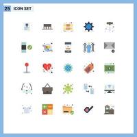 Modern Set of 25 Flat Colors Pictograph of web world monument gear treatment Editable Vector Design Elements