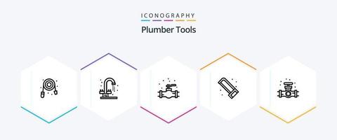 Plumber 25 Line icon pack including mechanical. saw. mechanical. plumbing. mechanical vector