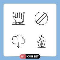 Group of 4 Filledline Flat Colors Signs and Symbols for bloody flora scary cloud flower Editable Vector Design Elements