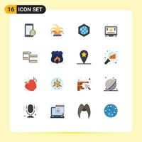 Universal Icon Symbols Group of 16 Modern Flat Colors of video filam global youtube online Editable Pack of Creative Vector Design Elements