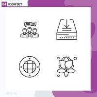 Pack of 4 creative Filledline Flat Colors of chat tray dialog download lamp Editable Vector Design Elements