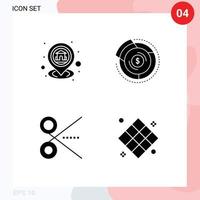 Universal Icon Symbols Group of 4 Modern Solid Glyphs of gps graph map budget office Editable Vector Design Elements