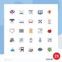 Mobile Interface Flat Color Set of 25 Pictograms of lock html browser coding file Editable Vector Design Elements