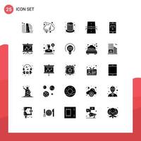 25 Thematic Vector Solid Glyphs and Editable Symbols of highway creative funds construction cap Editable Vector Design Elements