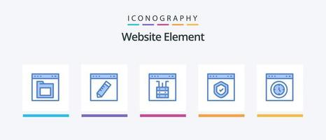 Website Element Blue 5 Icon Pack Including interface. browser. education. server. interface. Creative Icons Design vector