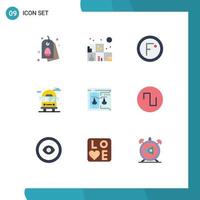9 Creative Icons Modern Signs and Symbols of copyright van degree bus city Editable Vector Design Elements