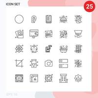 Paquete de 25 líneas de interfaz de usuario de signos y símbolos modernos de comida rápida que pueden enviar mensajes de texto con elementos de diseño vectorial editables vector