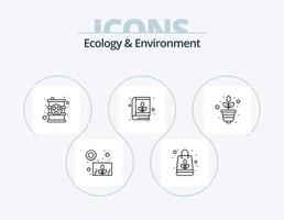 ecología y medio ambiente línea icono paquete 5 diseño de iconos. circulación. mejoramiento. naturaleza. motor. batería vector