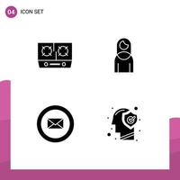 User Interface Pack of 4 Basic Solid Glyphs of stove business cooking girl brain Editable Vector Design Elements