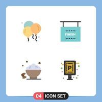 4 Thematic Vector Flat Icons and Editable Symbols of balloon date fathers day game fast Editable Vector Design Elements