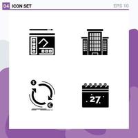 4 Creative Icons Modern Signs and Symbols of book finance writer office convert Editable Vector Design Elements