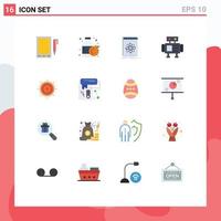 Flat Color Pack of 16 Universal Symbols of cash money application toy robot Editable Pack of Creative Vector Design Elements