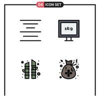 Stock Vector Icon Pack of 4 Line Signs and Symbols for align bag aspect ratio bamboo christmas Editable Vector Design Elements