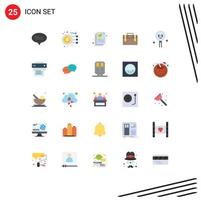 User Interface Pack of 25 Basic Flat Colors of develop motivation business working bag Editable Vector Design Elements