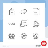 Outline Pack of 9 Universal Symbols of day bubble chat messages chat Editable Vector Design Elements