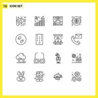 Pictogram Set of 16 Simple Outlines of ecology money wireframing marketing business Editable Vector Design Elements