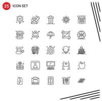 Universal Icon Symbols Group of 25 Modern Lines of media holi power hindu decoration Editable Vector Design Elements