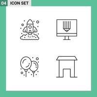 4 Universal Filledline Flat Colors Set for Web and Mobile Applications business programing rocket computer balloon Editable Vector Design Elements