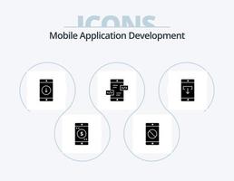 Mobile Application Development Glyph Icon Pack 5 Icon Design. data. mobile. mobile. div. app development vector