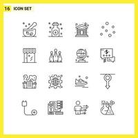 16 Universal Outlines Set for Web and Mobile Applications online business house marine air Editable Vector Design Elements