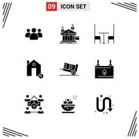 Set of 9 Modern UI Icons Symbols Signs for delivery house money find buildings Editable Vector Design Elements