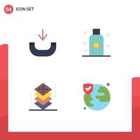 Pack of 4 creative Flat Icons of call design lotion sun layers Editable Vector Design Elements