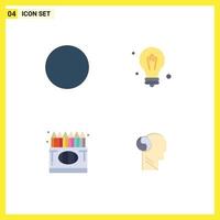 Set of 4 Modern UI Icons Symbols Signs for circle education idea color brian Editable Vector Design Elements