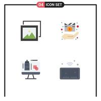 4 Flat Icon concept for Websites Mobile and Apps album screen director media player presentation Editable Vector Design Elements