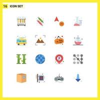 Modern Set of 16 Flat Colors and symbols such as local bus copy autobus lab Editable Pack of Creative Vector Design Elements