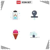 Group of 4 Flat Icons Signs and Symbols for chart waffle baby cream upload Editable Vector Design Elements