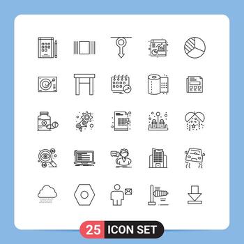 Pack of 25 Modern Lines Signs and Symbols for Web Print Media such as deck graph male diagram file Editable Vector Design Elements