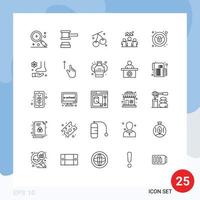 Mobile Interface Line Set of 25 Pictograms of success team tools user easter Editable Vector Design Elements