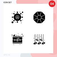Stock Vector Icon Pack of 4 Line Signs and Symbols for customer love diamond bag heart Editable Vector Design Elements