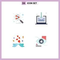 Stock Vector Icon Pack of 4 Line Signs and Symbols for network heart search engine technology eye Editable Vector Design Elements