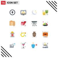 16 Universal Flat Color Signs Symbols of circus face screen mask muslim Editable Pack of Creative Vector Design Elements